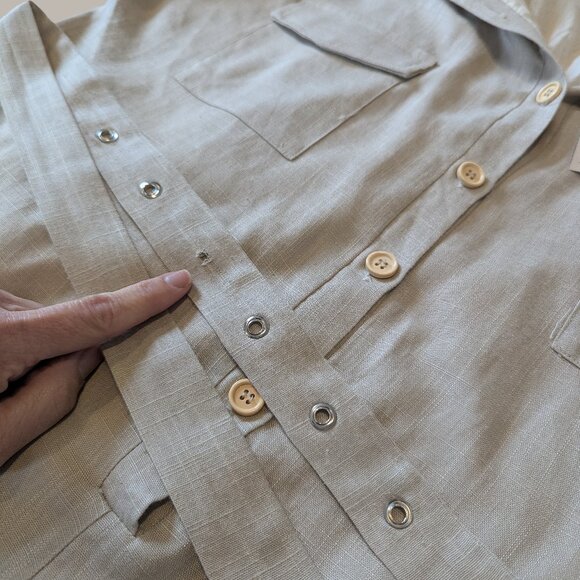 Mable Lt. Taupe Alice Linen Button Up Romper - Small - NWT - Picture 6 of 11